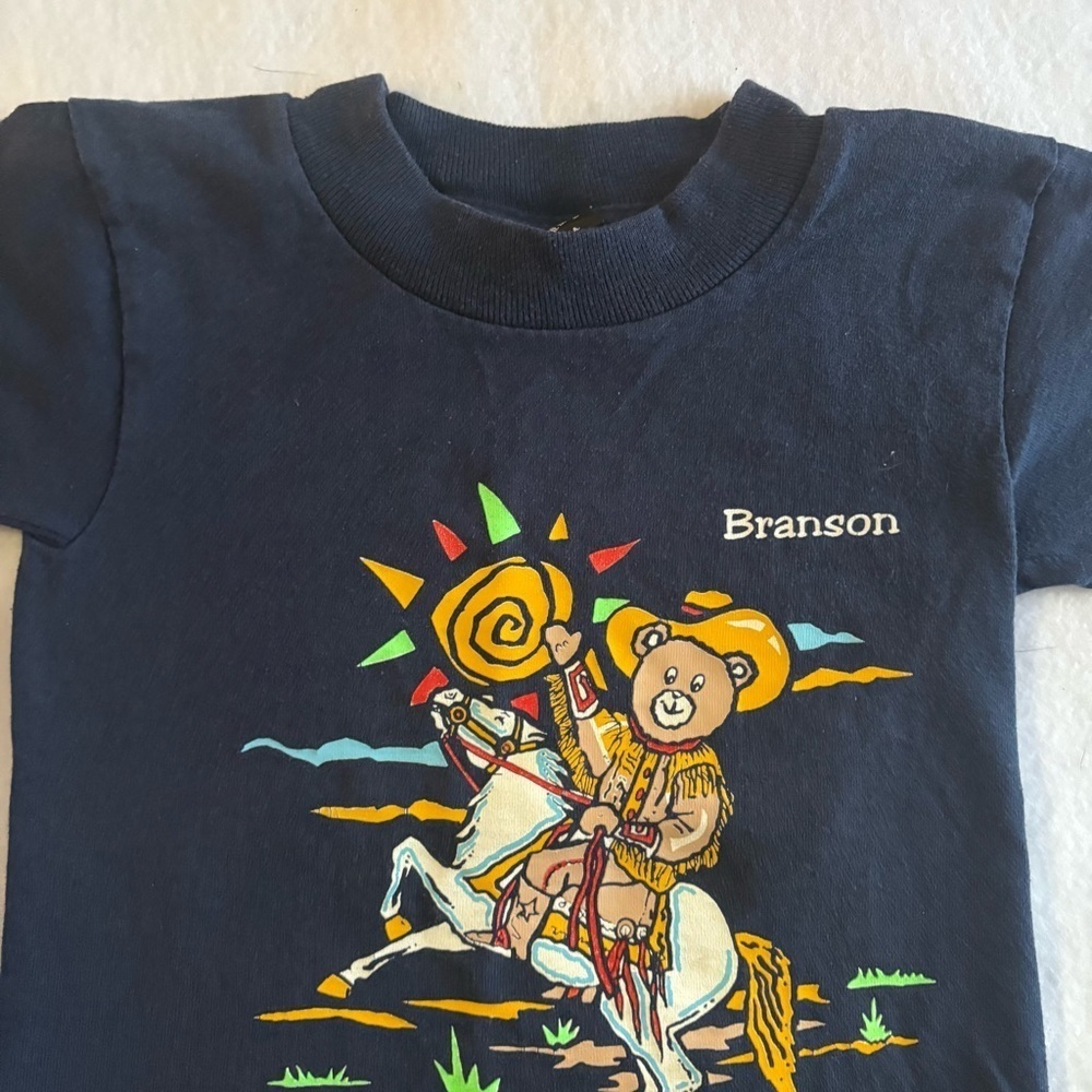 Vintage Kids Branson Teddy Bear Cowboy Single Stitch T-Shirt Size 2-4T - Picture 3 of 4